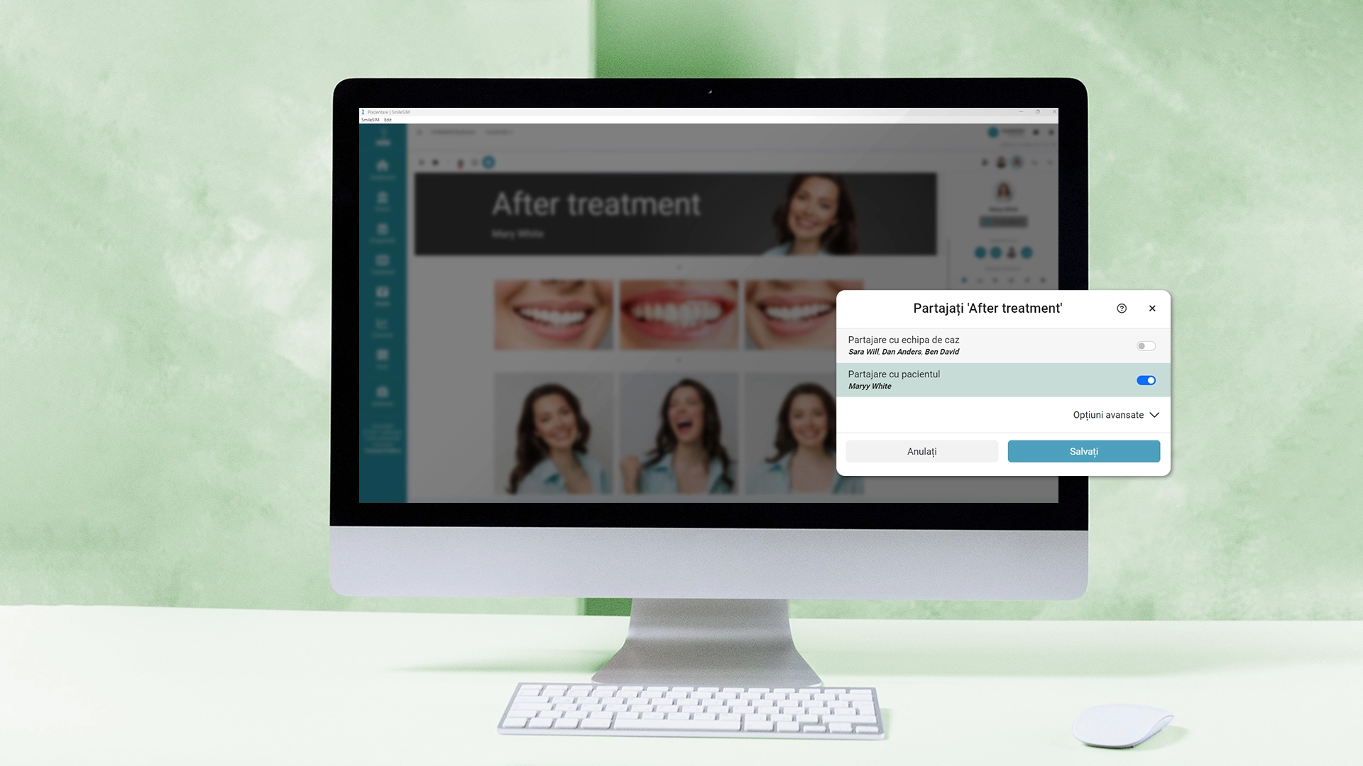 La función Compartir con los pacientes del módulo de software {1}